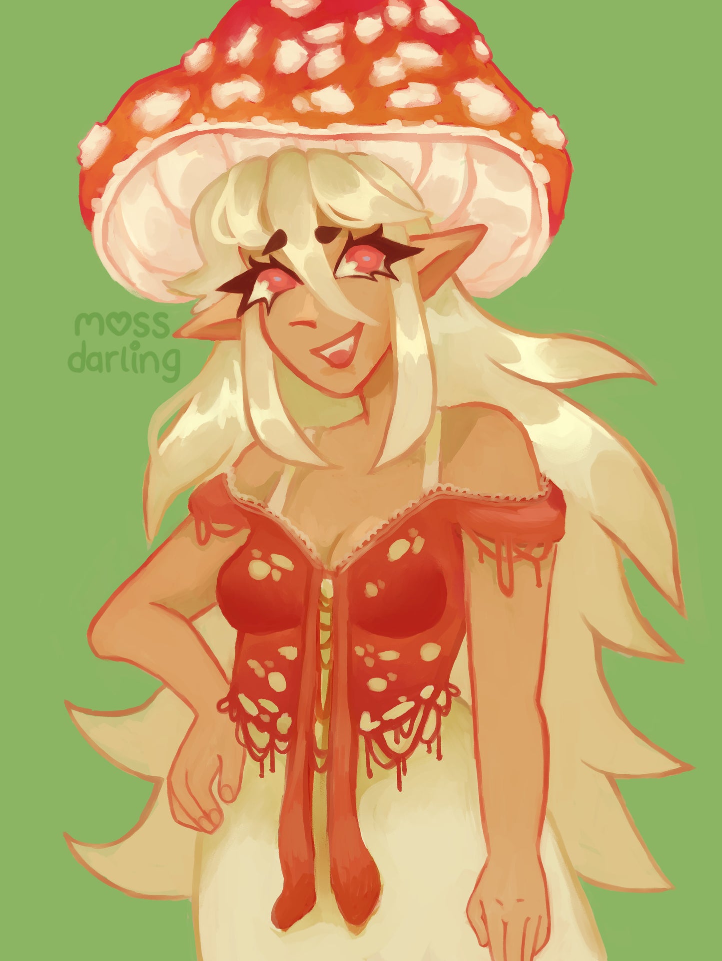 Amanita mushroom girl print
