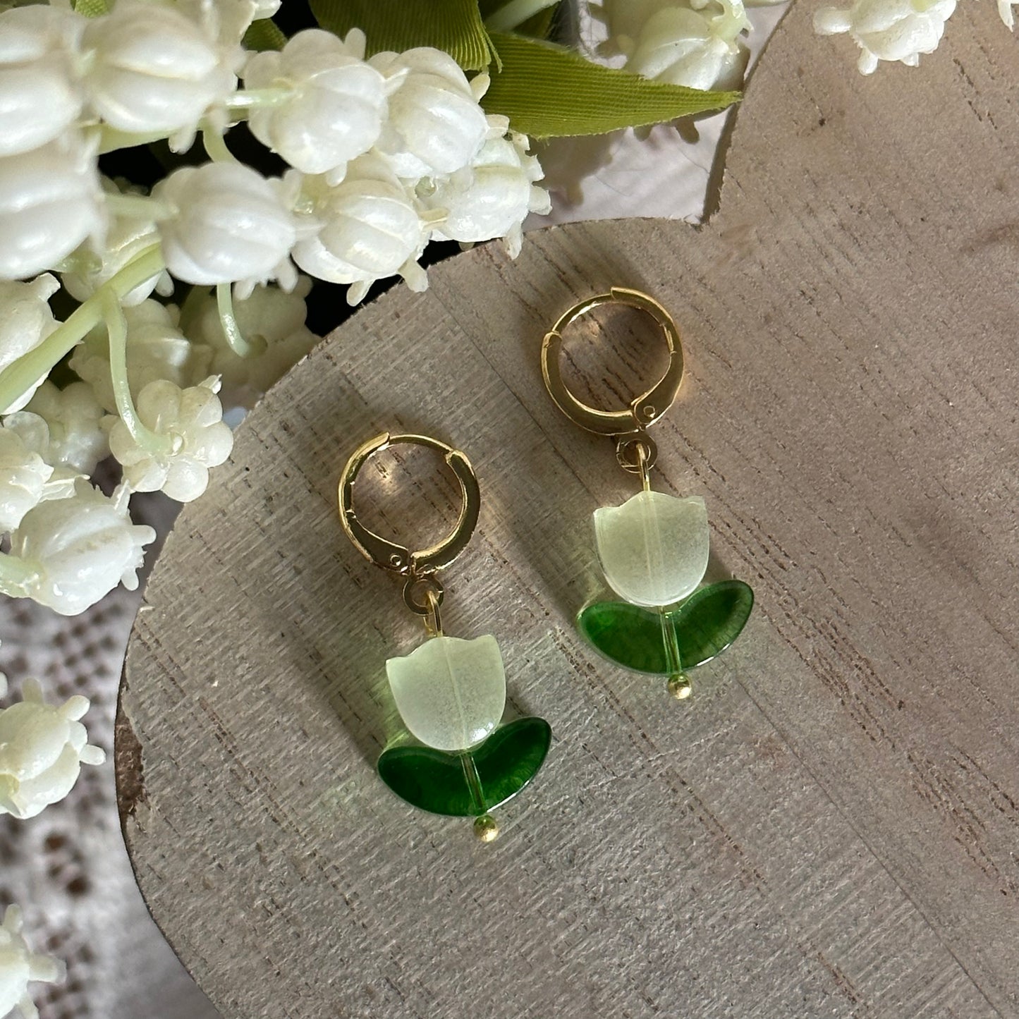 gold tulip flower hoops