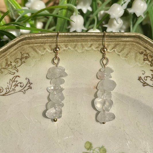 gold-filled clear quartz earrings