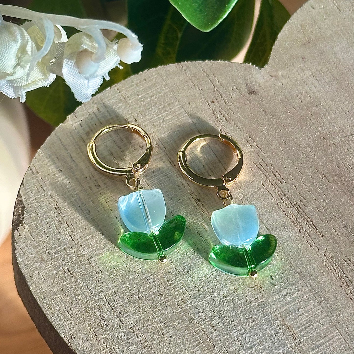 gold tulip flower hoops