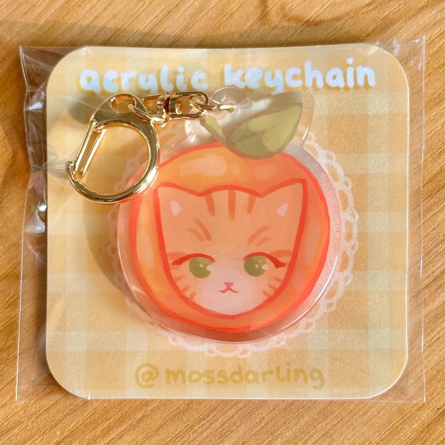 Orange cat acrylic keychain